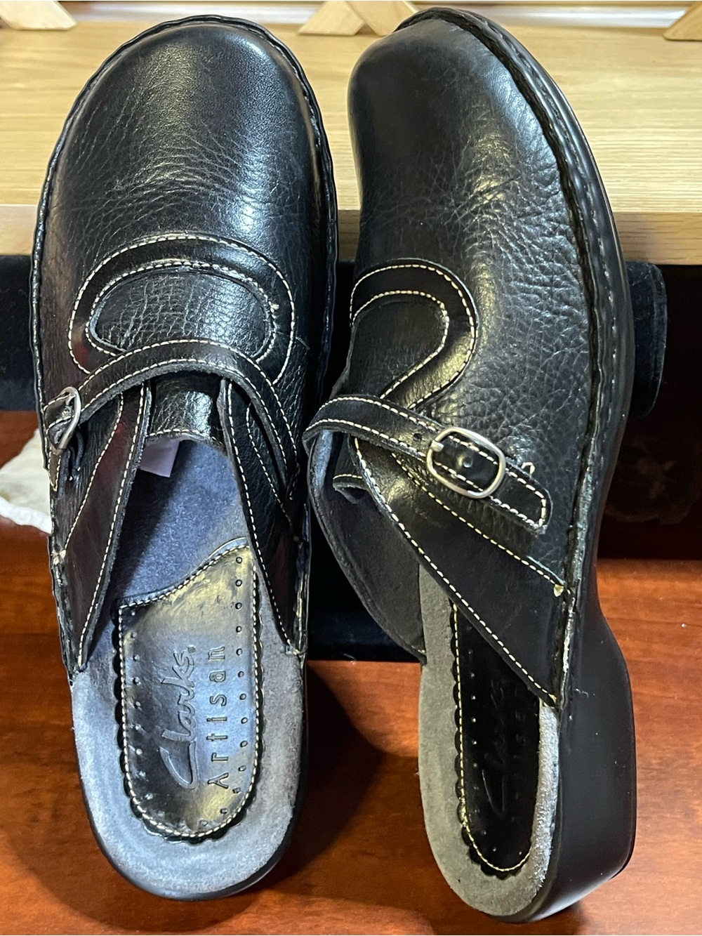 Clark’s Artisan Vintage Black Leather Mule Sz 6.5 Y2K Comfort / Made in Brazil
